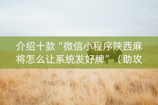 介绍十款“微信小程序陕西麻将怎么让系统发好牌”（助攻神器)
