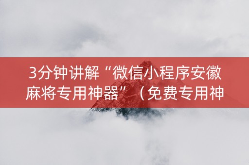 3分钟讲解“微信小程序安徽麻将专用神器”（免费专用神器)