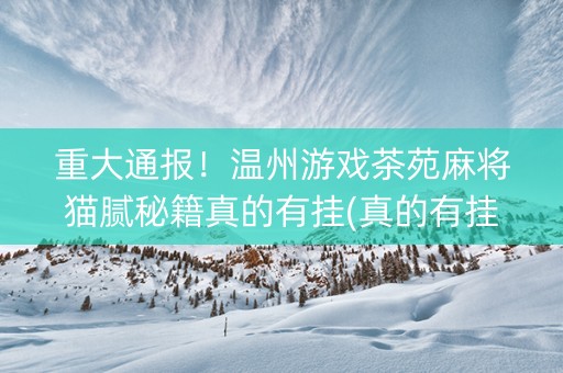 重大通报！温州游戏茶苑麻将猫腻秘籍真的有挂(真的有挂确实有挂)