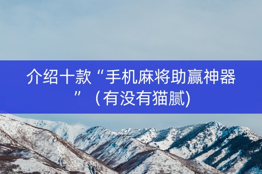 介绍十款“手机麻将助赢神器”（有没有猫腻)