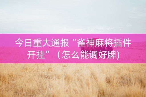 今日重大通报“雀神麻将插件开挂”（怎么能调好牌)