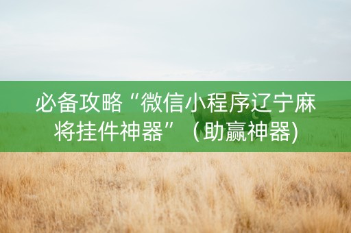 必备攻略“微信小程序辽宁麻将挂件神器”（助赢神器)