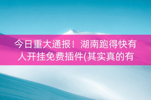 今日重大通报！湖南跑得快有人开挂免费插件(其实真的有挂)