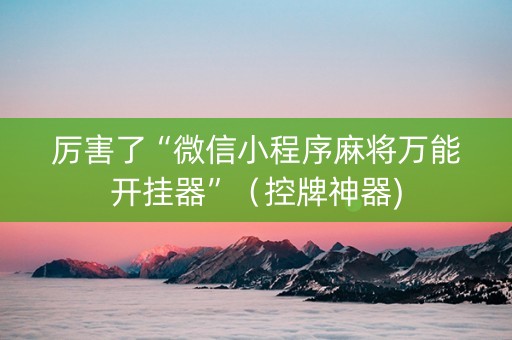 厉害了“微信小程序麻将万能开挂器”（控牌神器)