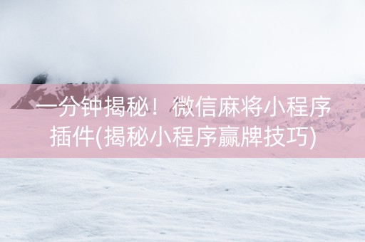 一分钟揭秘！微信麻将小程序插件(揭秘小程序赢牌技巧)
