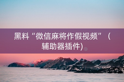 黑料“微信麻将作假视频”（辅助器插件)