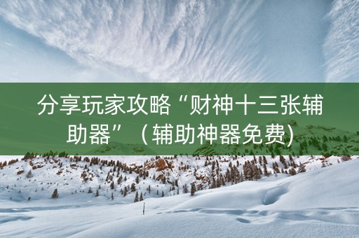 分享玩家攻略“财神十三张辅助器”（辅助神器免费)