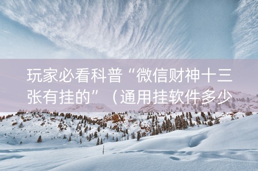 玩家必看科普“微信财神十三张有挂的”（通用挂软件多少钱)