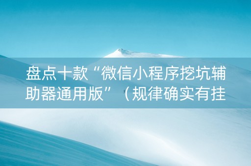 盘点十款“微信小程序挖坑辅助器通用版”（规律确实有挂)