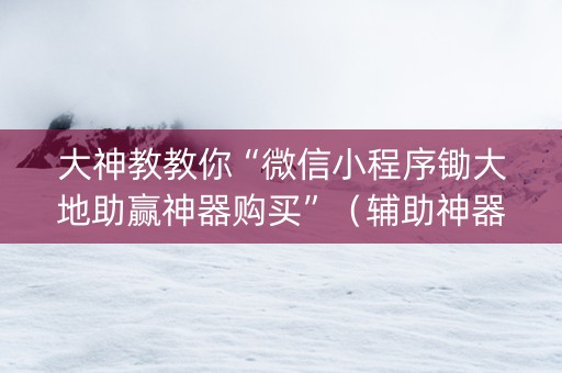 大神教教你“微信小程序锄大地助赢神器购买”（辅助神器免费)