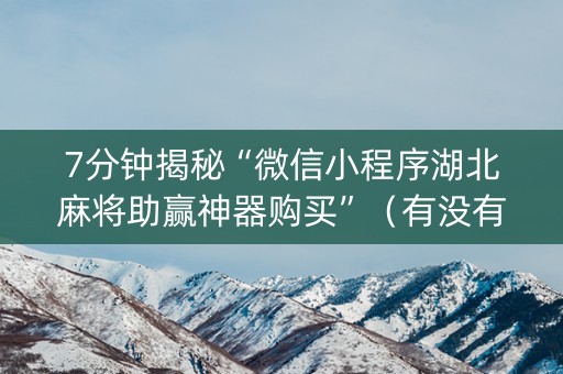 7分钟揭秘“微信小程序湖北麻将助赢神器购买”（有没有猫腻)