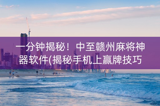 一分钟揭秘！中至赣州麻将神器软件(揭秘手机上赢牌技巧)