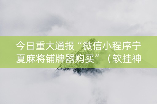 今日重大通报“微信小程序宁夏麻将铺牌器购买”（软挂神器)