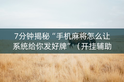 7分钟揭秘“手机麻将怎么让系统给你发好牌”（开挂辅助器插件)