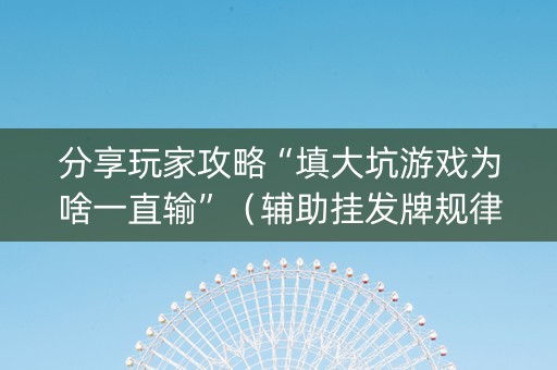 分享玩家攻略“填大坑游戏为啥一直输”（辅助挂发牌规律)