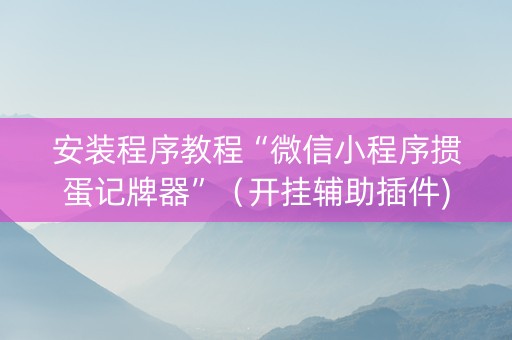 安装程序教程“微信小程序掼蛋记牌器”（开挂辅助插件)