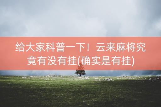给大家科普一下！云来麻将究竟有没有挂(确实是有挂)