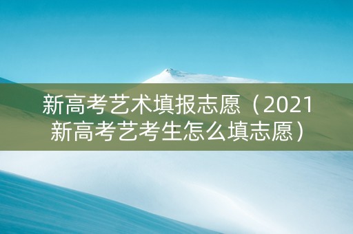 新高考艺术填报志愿（2021新高考艺考生怎么填志愿）