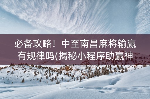 必备攻略！中至南昌麻将输赢有规律吗(揭秘小程序助赢神器)