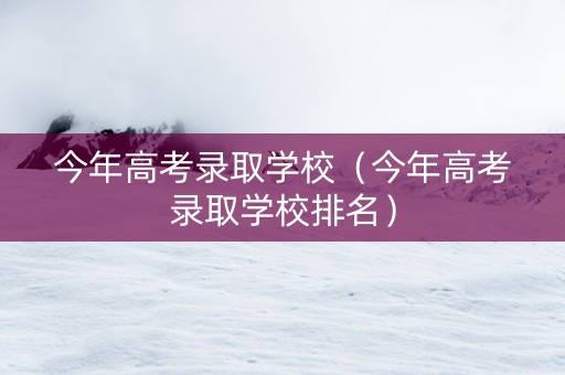 今年高考录取学校（今年高考录取学校排名）