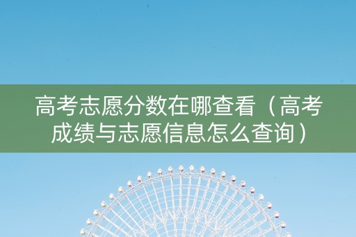 高考志愿分数在哪查看（高考成绩与志愿信息怎么查询）