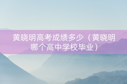黄晓明高考成绩多少（黄晓明哪个高中学校毕业）
