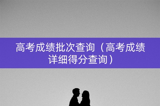 高考成绩批次查询（高考成绩详细得分查询）