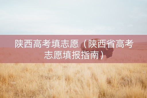 陕西高考填志愿（陕西省高考志愿填报指南）