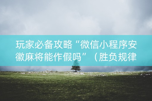 玩家必备攻略“微信小程序安徽麻将能作假吗”（胜负规律拿好牌)