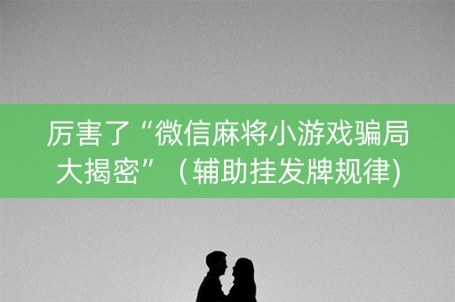 厉害了“微信麻将小游戏骗局大揭密”（辅助挂发牌规律)