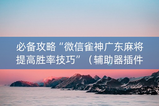 必备攻略“微信雀神广东麻将提高胜率技巧”（辅助器插件)