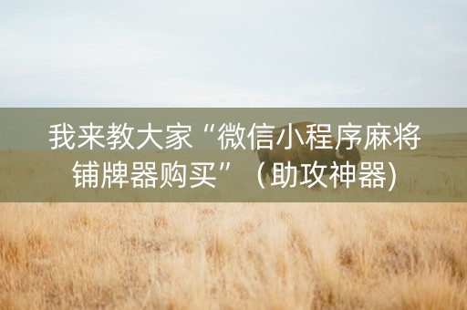 我来教大家“微信小程序麻将铺牌器购买”（助攻神器)