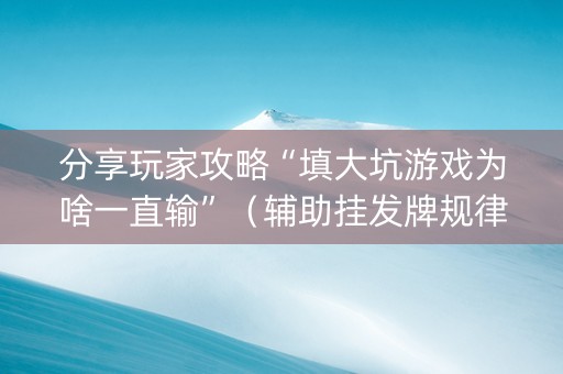 分享玩家攻略“填大坑游戏为啥一直输”（辅助挂发牌规律)