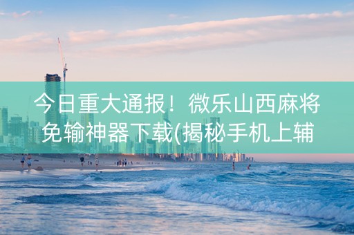 今日重大通报！微乐山西麻将免输神器下载(揭秘手机上辅牌器)
