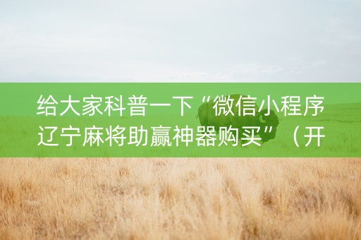 给大家科普一下“微信小程序辽宁麻将助赢神器购买”（开挂神器下载)