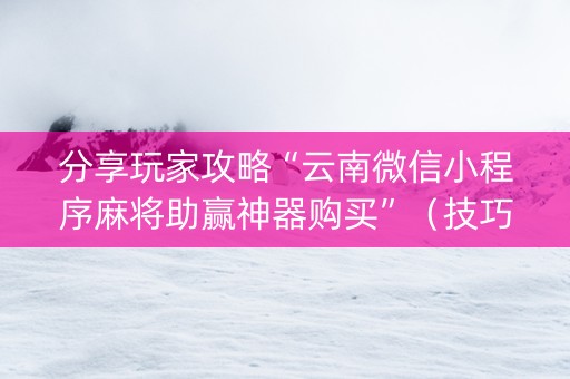 分享玩家攻略“云南微信小程序麻将助赢神器购买”（技巧和打好牌方法)