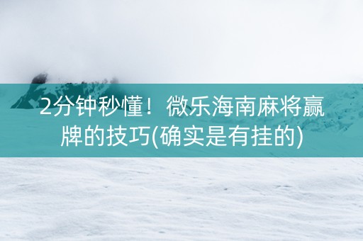 2分钟秒懂！微乐海南麻将赢牌的技巧(确实是有挂的)