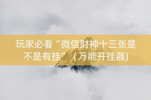 玩家必看“微信财神十三张是不是有挂”（万能开挂器)