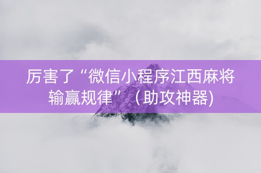 厉害了“微信小程序江西麻将输赢规律”（助攻神器)