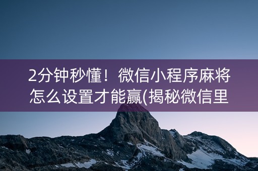 2分钟秒懂！微信小程序麻将怎么设置才能赢(揭秘微信里助赢神器)