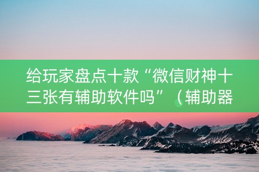 给玩家盘点十款“微信财神十三张有辅助软件吗”（辅助器插件)