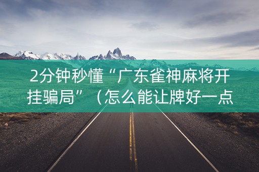 2分钟秒懂“广东雀神麻将开挂骗局”（怎么能让牌好一点)