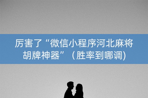 厉害了“微信小程序河北麻将胡牌神器”（胜率到哪调)