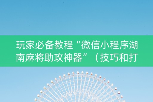 玩家必备教程“微信小程序湖南麻将助攻神器”（技巧和打好牌方法)