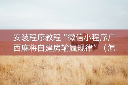 安装程序教程“微信小程序广西麻将自建房输赢规律”（怎么让系统给你发好牌)