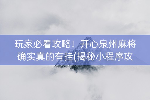 玩家必看攻略！开心泉州麻将确实真的有挂(揭秘小程序攻略插件)