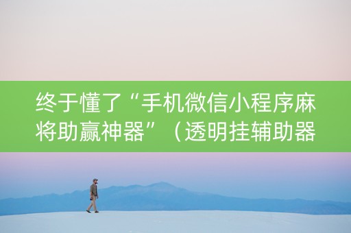 终于懂了“手机微信小程序麻将助赢神器”（透明挂辅助器)