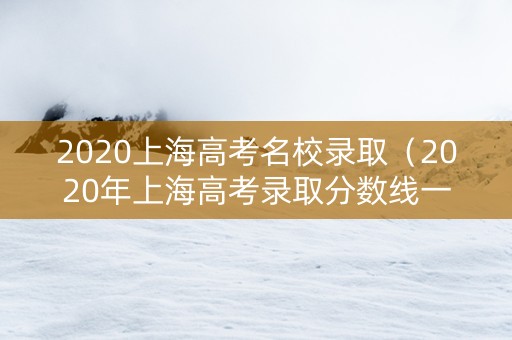 2020上海高考名校录取（2020年上海高考录取分数线一览表）
