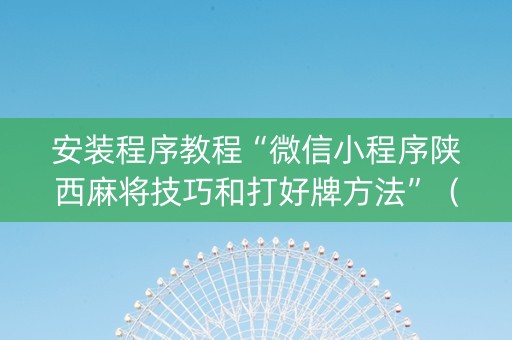 安装程序教程“微信小程序陕西麻将技巧和打好牌方法”（辅牌器插件购买)