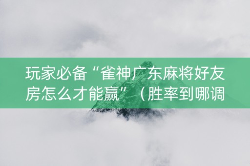 玩家必备“雀神广东麻将好友房怎么才能赢”（胜率到哪调)